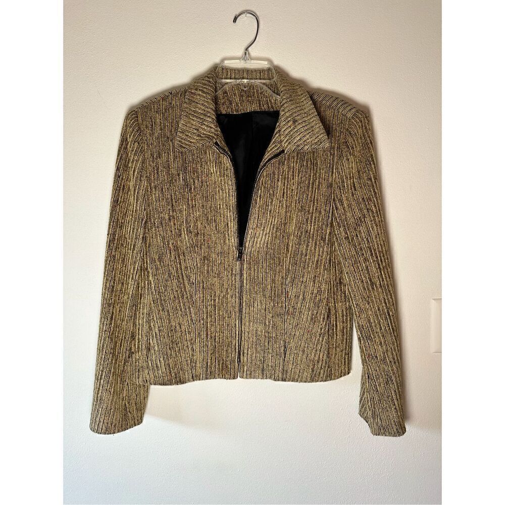 Elliott Lauren women’s vintage brown wool blend zipper blazer size 10 #43-1337